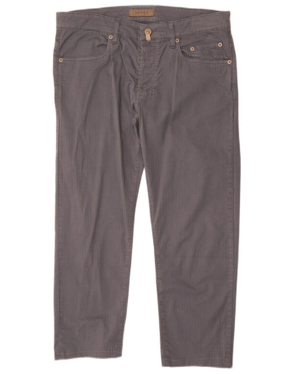 Calça masculina cortada reta SIVIGLIA W35 L25 algodão listrado cinza