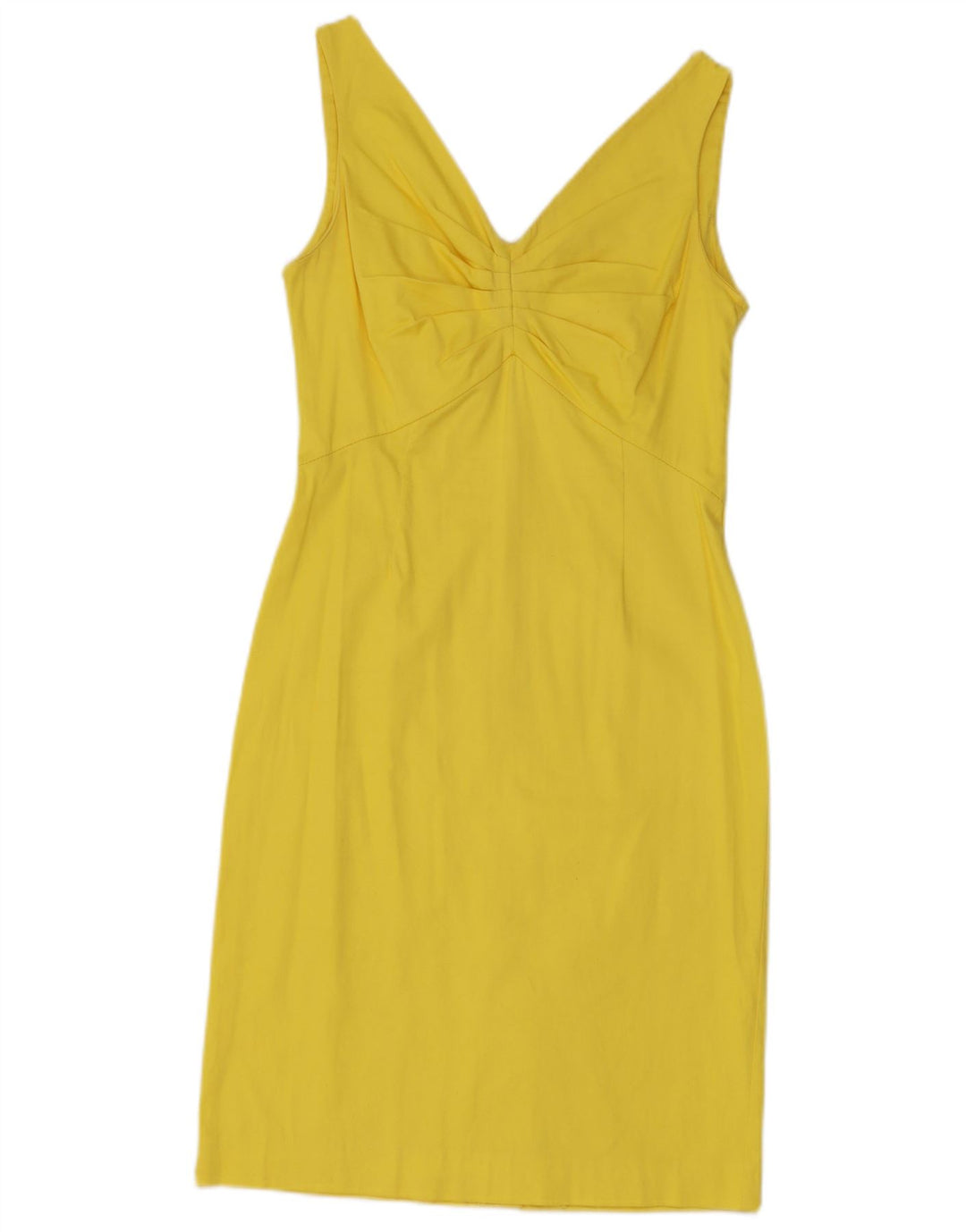 Sandro Ferrone Vestido feminino sem mangas com bainha UK 8 pequeno amarelo