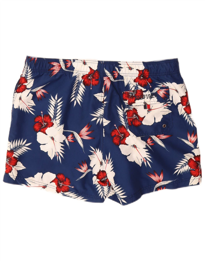 Shorts de banho masculino TOMMY HILFIGER grande poliéster floral azul marinho