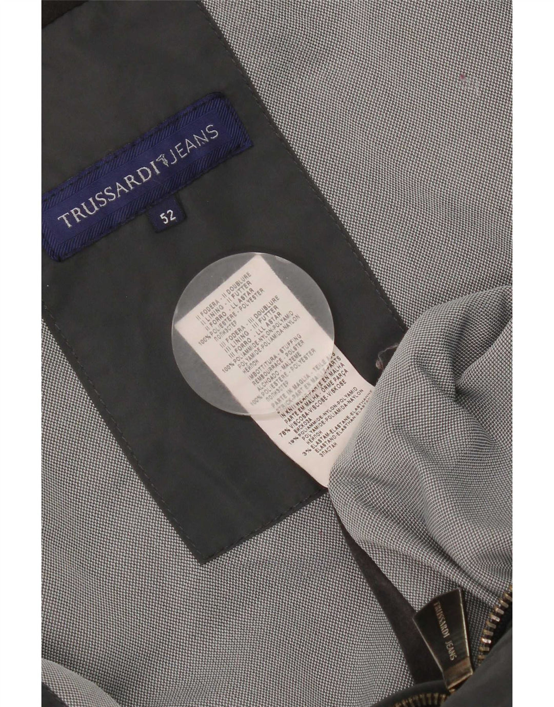 Jaqueta masculina acolchoada com capuz Trussardi Jeans IT 52 XL cinza poliéster
