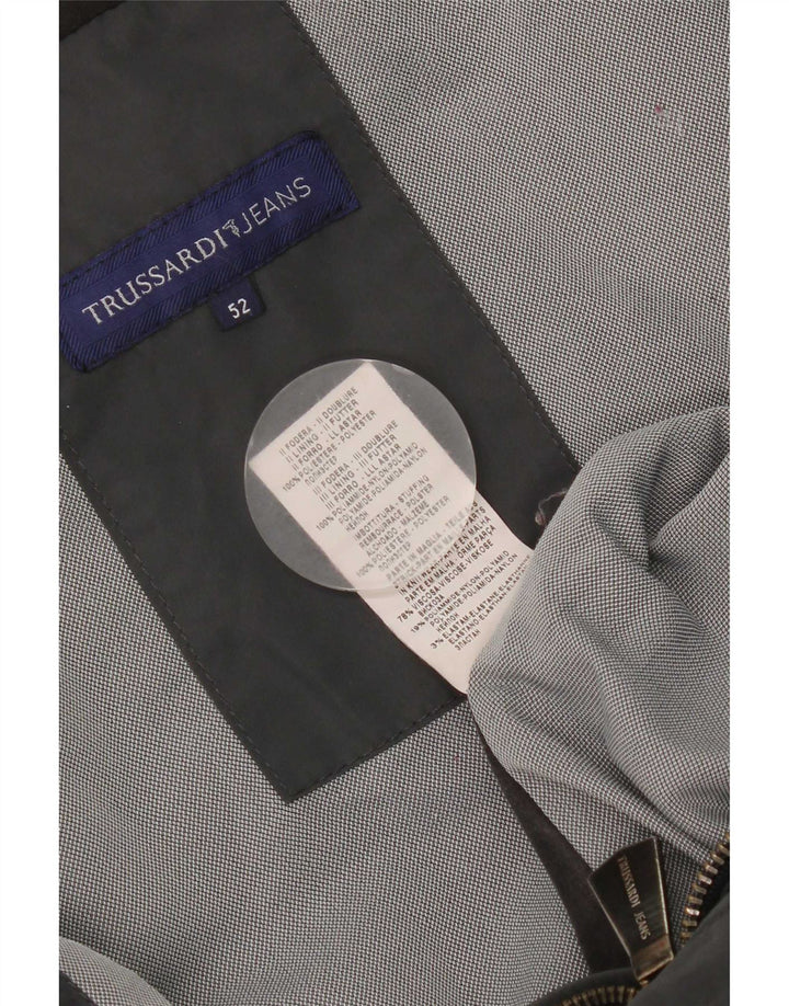 Jaqueta masculina acolchoada com capuz Trussardi Jeans IT 52 XL cinza poliéster