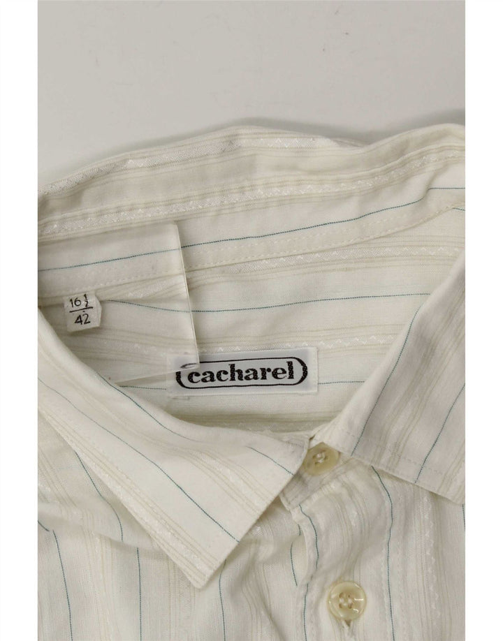 Camisa masculina Cacharel tamanho 42 16 1/2 grande listrada branca