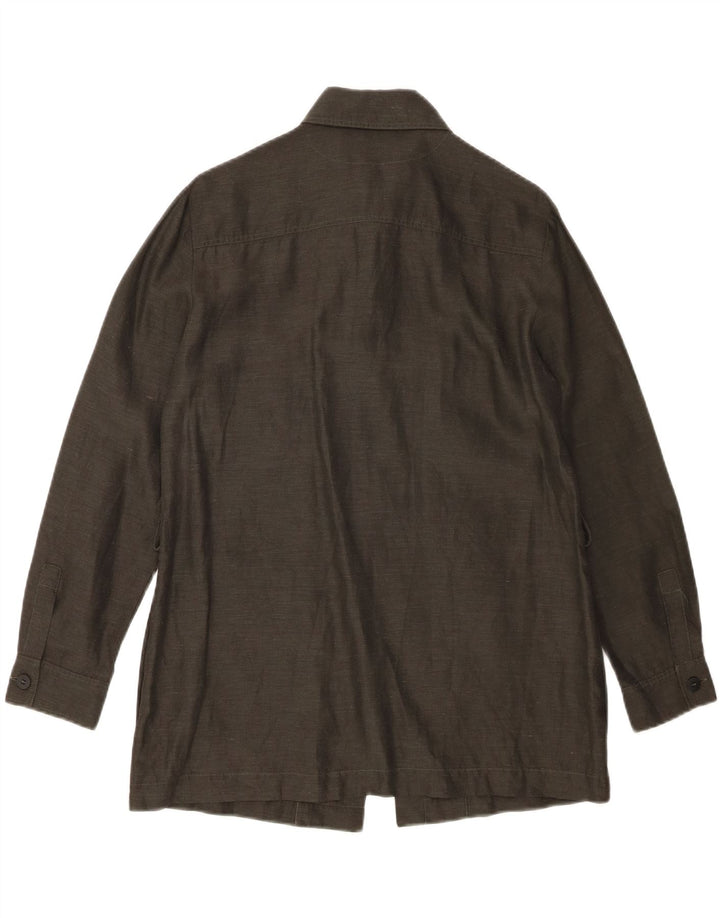 Camisa feminina Marella UK 8 pequena linho cáqui