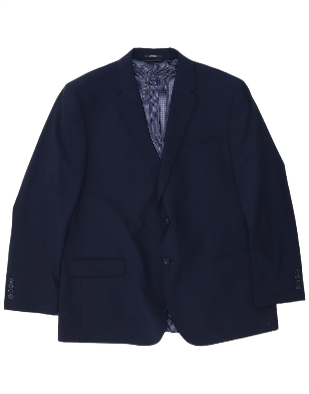Jaqueta blazer masculina longa de 2 botões Marks & Spencer Reino Unido 48 4XL lã azul marinho