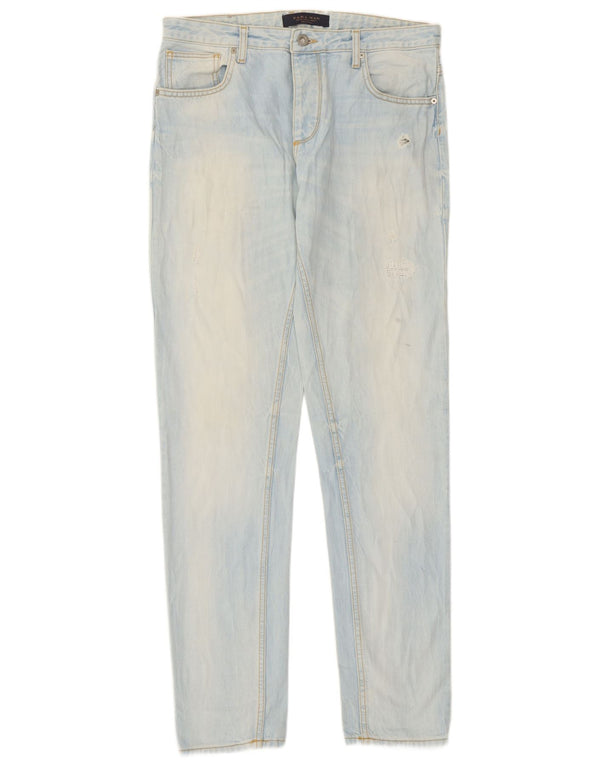 Zara Mens Straight Jeans EU 40 Médio W31 L33 Azul Algodão