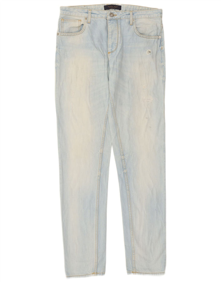 Zara Mens Straight Jeans EU 40 Médio W31 L33 Azul Algodão