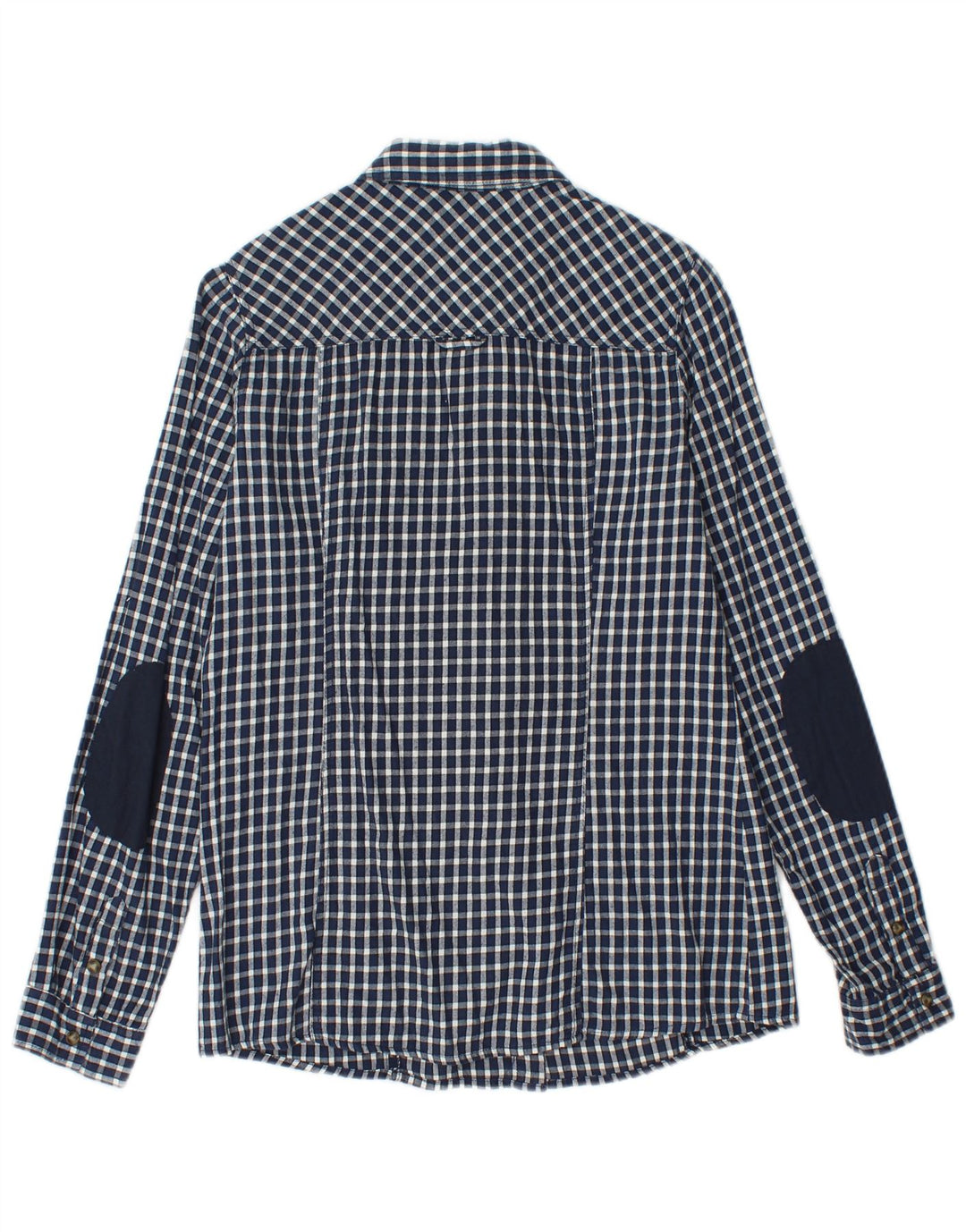 Camisa feminina BRUGI UK 12 médio azul marinho algodão guingão