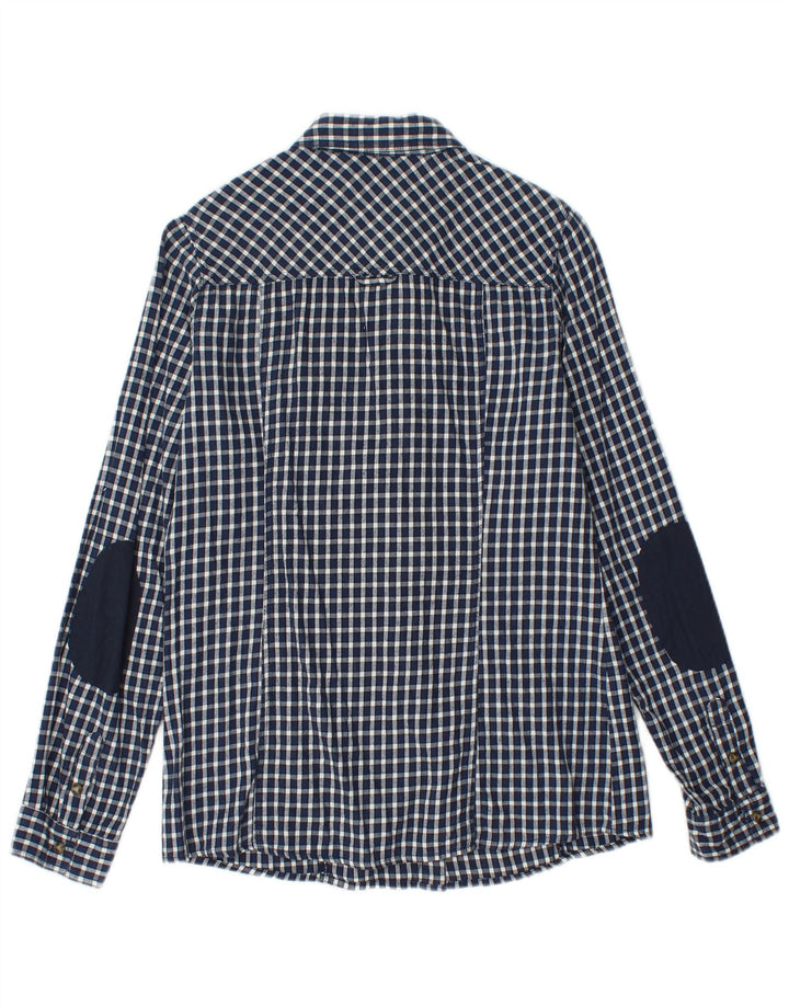 Camisa feminina BRUGI UK 12 médio azul marinho algodão guingão