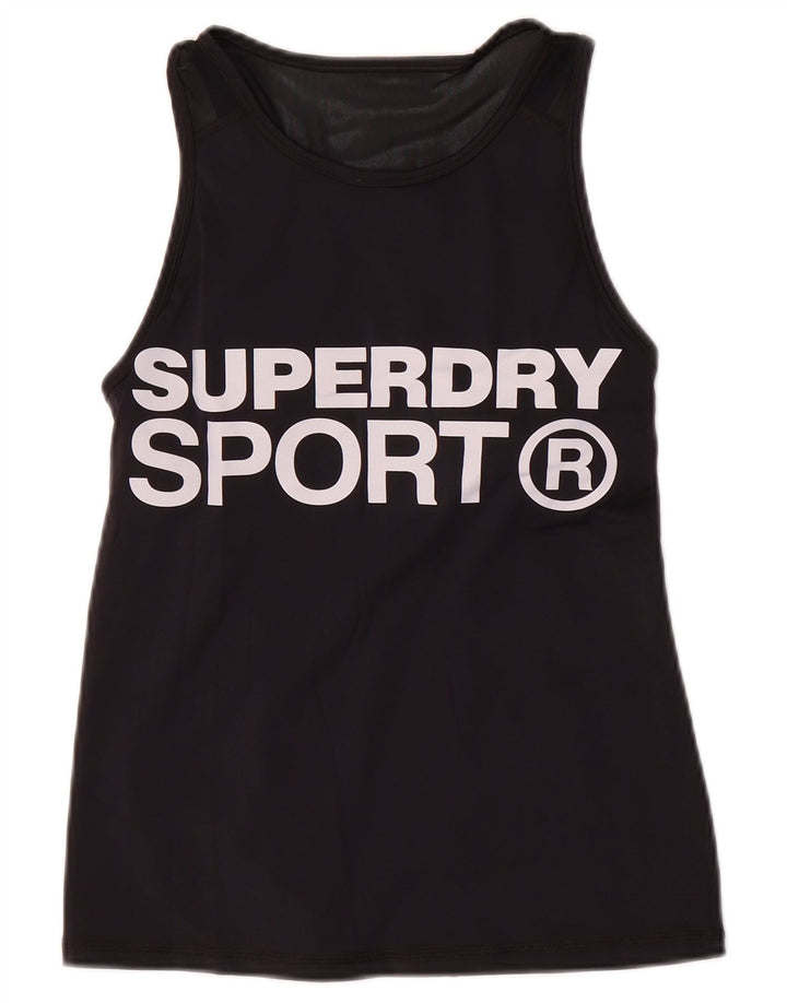 Colete gráfico feminino Superdry Top UK 10 pequeno nylon preto
