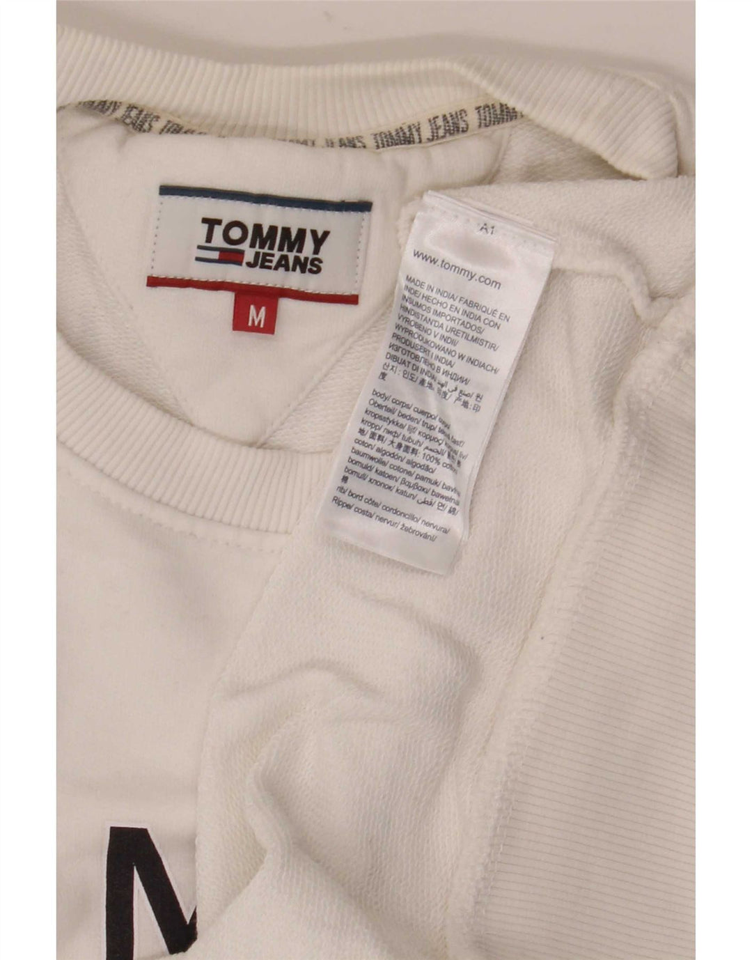 Tommy Hilfiger moletom gráfico masculino jumper médio algodão branco