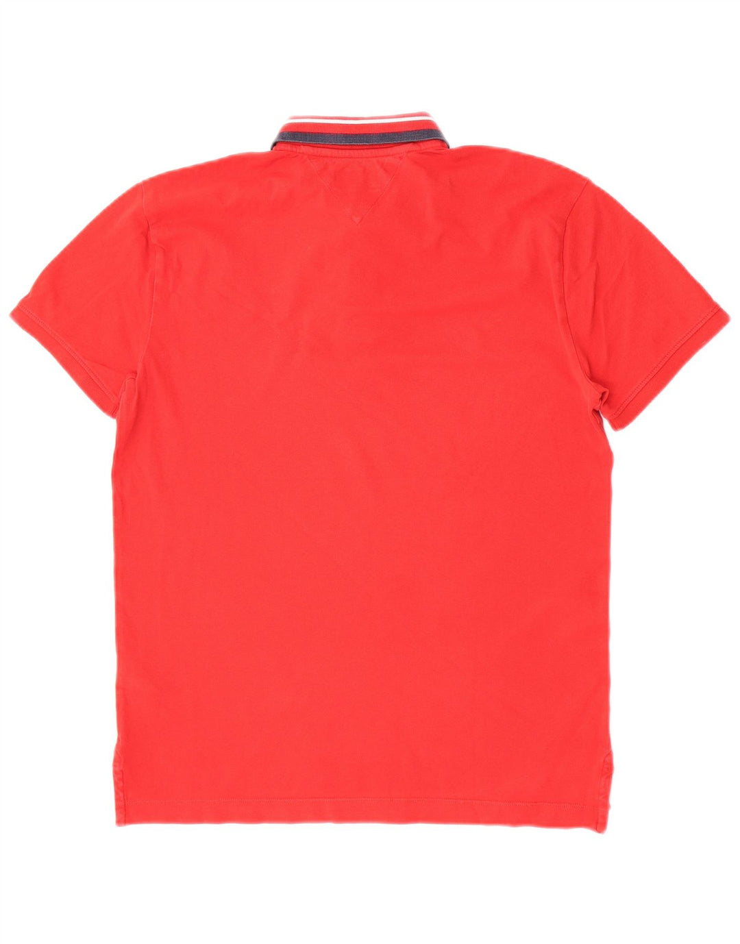 Camisa polo masculina Tommy Hilfiger média listrada vermelha de algodão