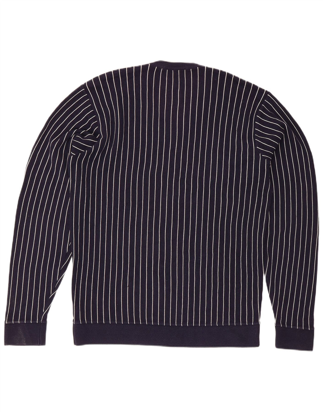 Suéter masculino Lacoste com decote em V tamanho 4 médio azul marinho listrado