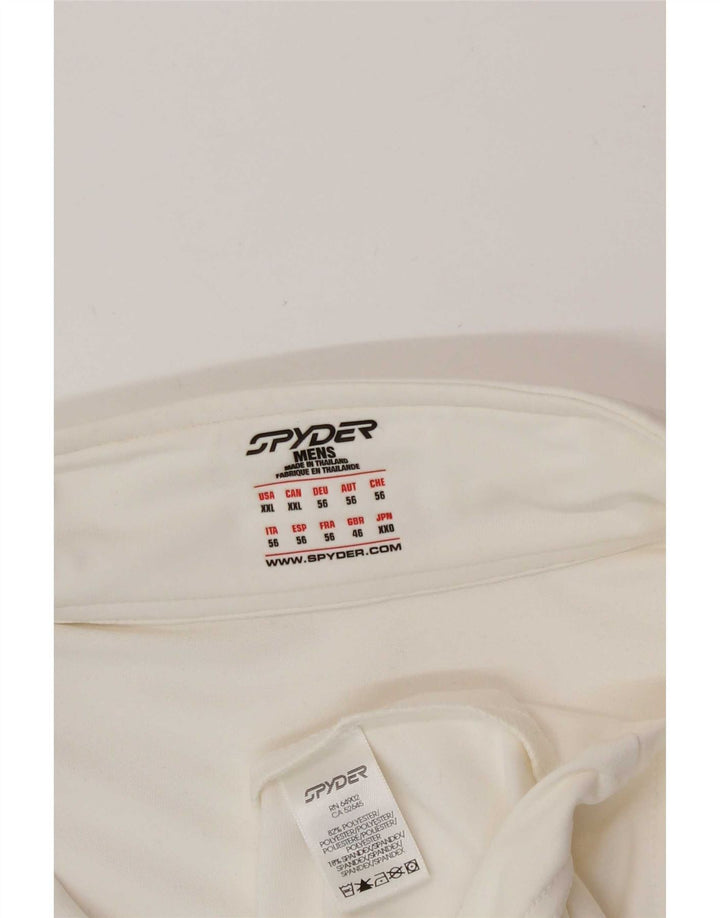 Spyder Mens Graphic Zip Neck Pullover Treino Top 2XL Poliéster Branco