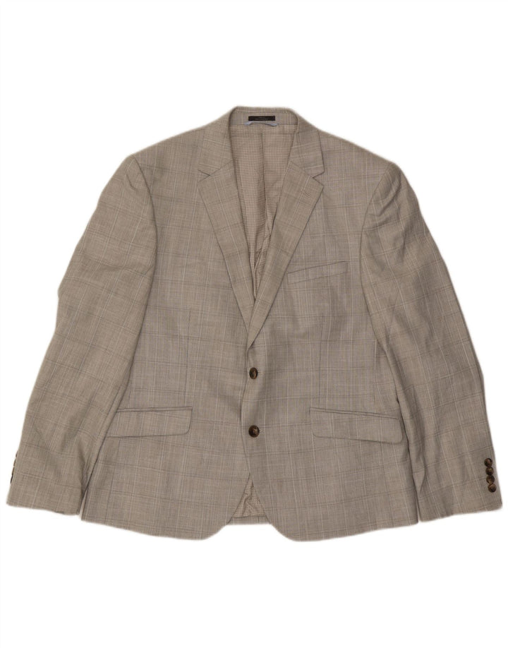 Jaqueta blazer masculina sob medida de 2 botões da Marks & Spencer Reino Unido 42 xadrez cinza grande