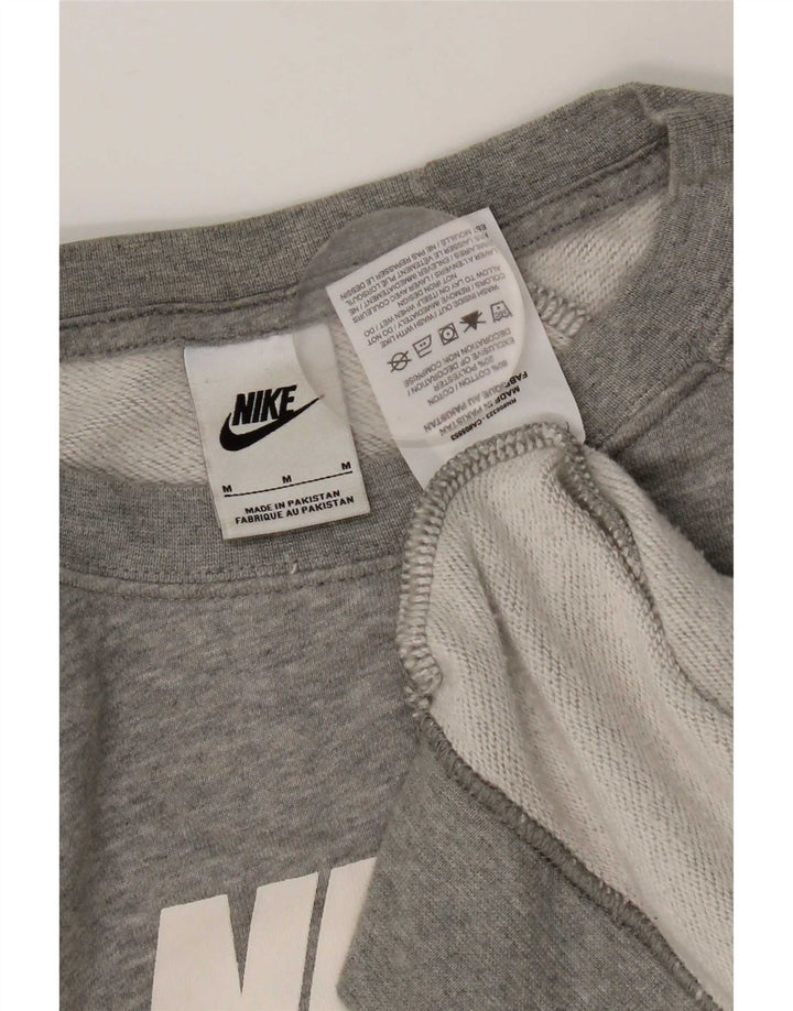 Nike feminino gráfico moletom jumper UK 14 médio cinza algodão