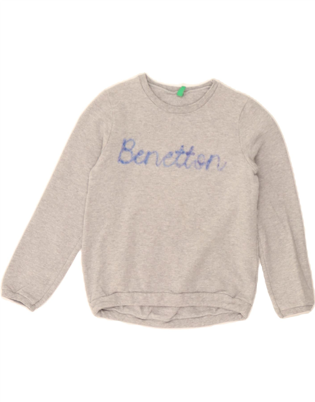 BENETTON Girls Graphic Sweatshirt Jumper 3-4 Years Grey Cotton Vintage Benetton and Second-Hand Benetton from Messina Hembry 