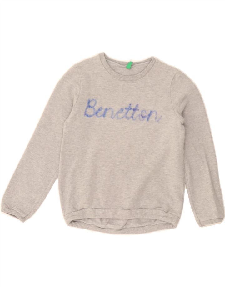 BENETTON Girls Graphic Sweatshirt Jumper 3-4 Years Grey Cotton Vintage Benetton and Second-Hand Benetton from Messina Hembry 