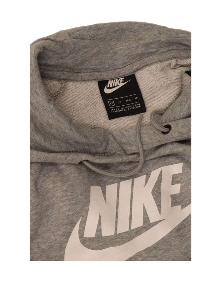 NIKE Womens Oversized Graphic Hoodie Jumper UK 6 XS Grey Cotton Vintage Nike and Second-Hand Nike from Messina Hembry 