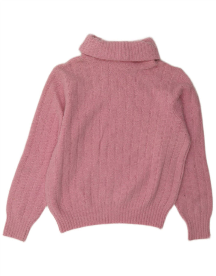 Suéter feminino vintage com gola redonda Reino Unido 14 rosa médio