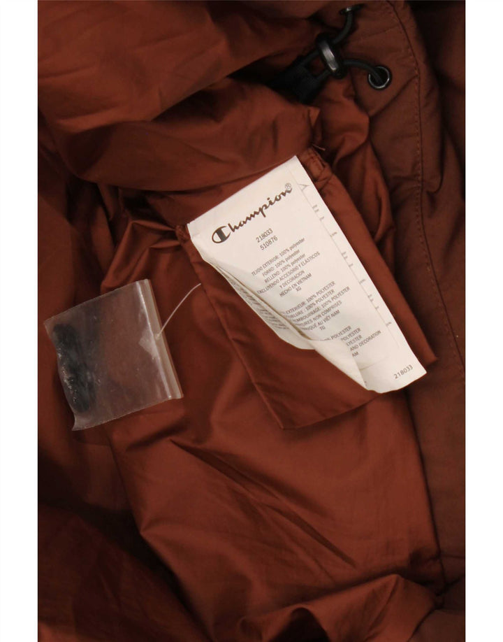 Jaqueta masculina acolchoada com capuz Champion UK 42 XL poliéster marrom
