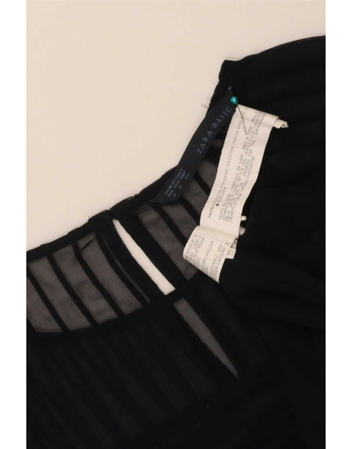Blusa feminina Zara Top UK 14 poliéster listrado azul marinho médio