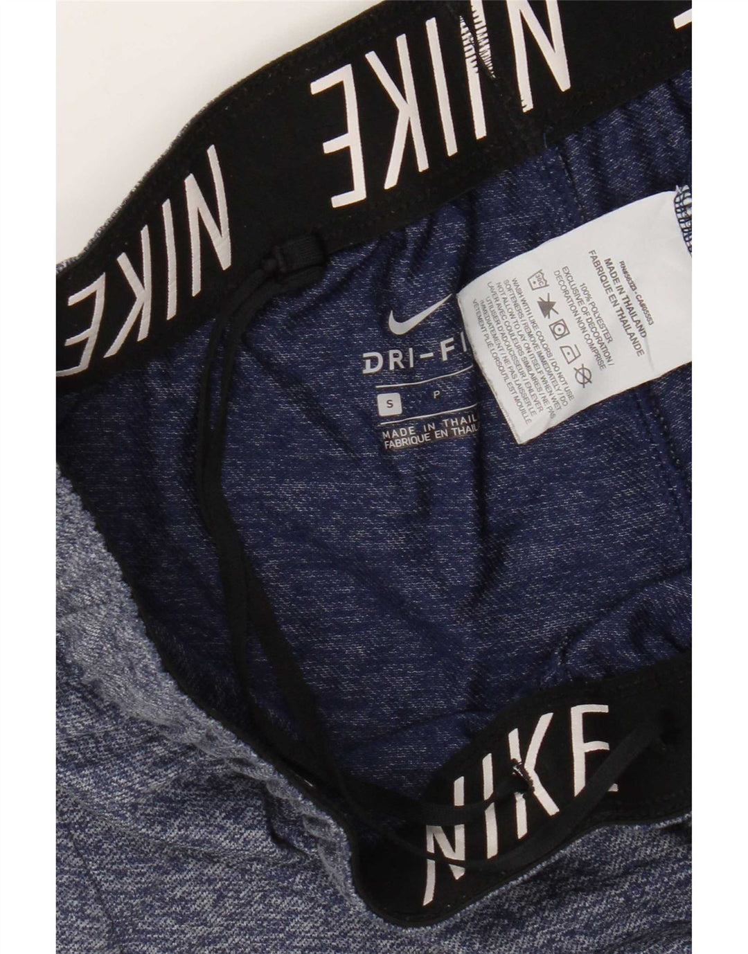 Shorts esportivos femininos Nike Dri Fit UK 10 poliéster manchado azul pequeno