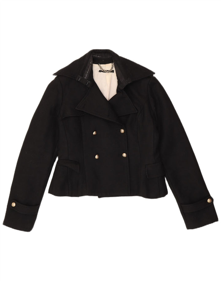 ELISABETTA FRANCHI Casaco feminino Celyn B Pea IT 46 grande lã virgem preta