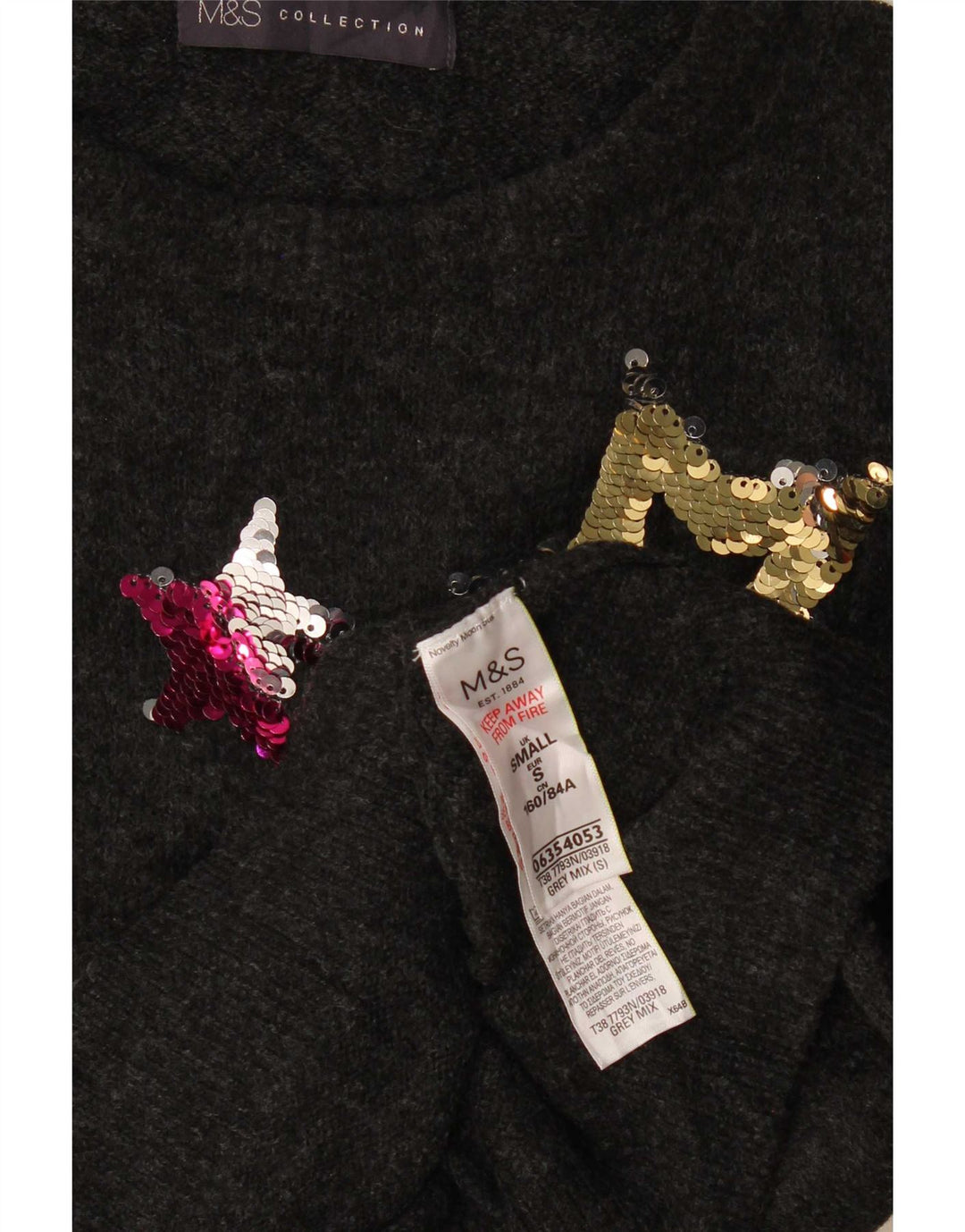 Suéter feminino Marks & Spencer com gola canoa e gola redonda Reino Unido 10 pequeno cinza
