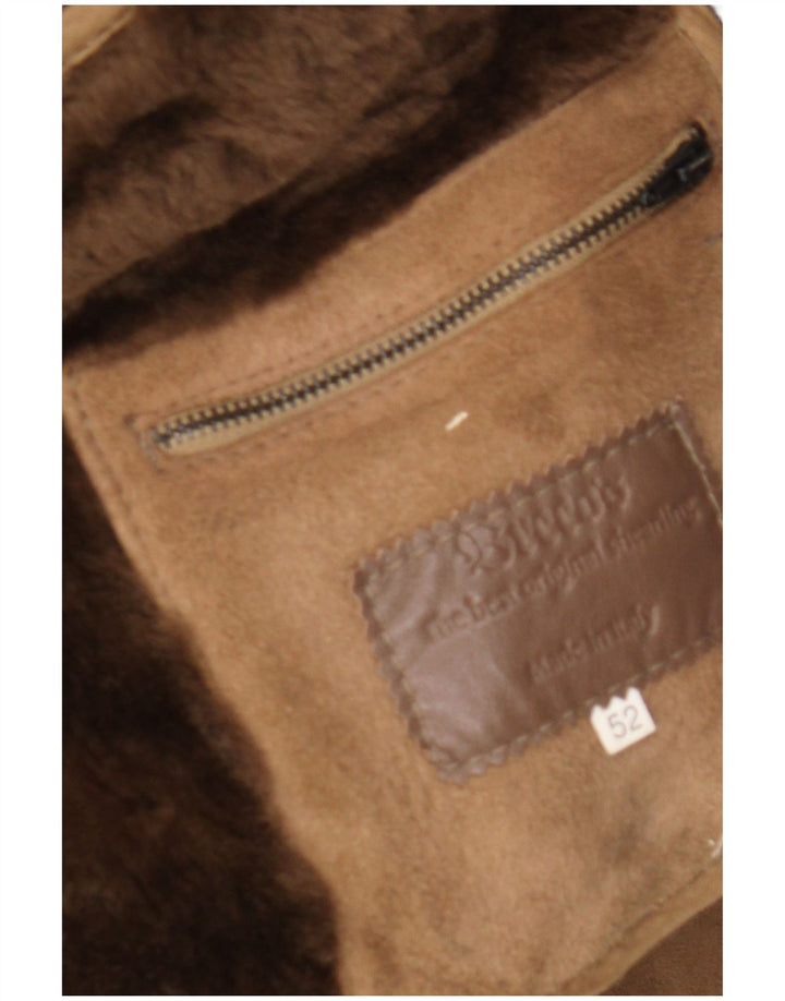 Sobretudo masculino de shearling da Breco IT 52 XL Bege Shearling