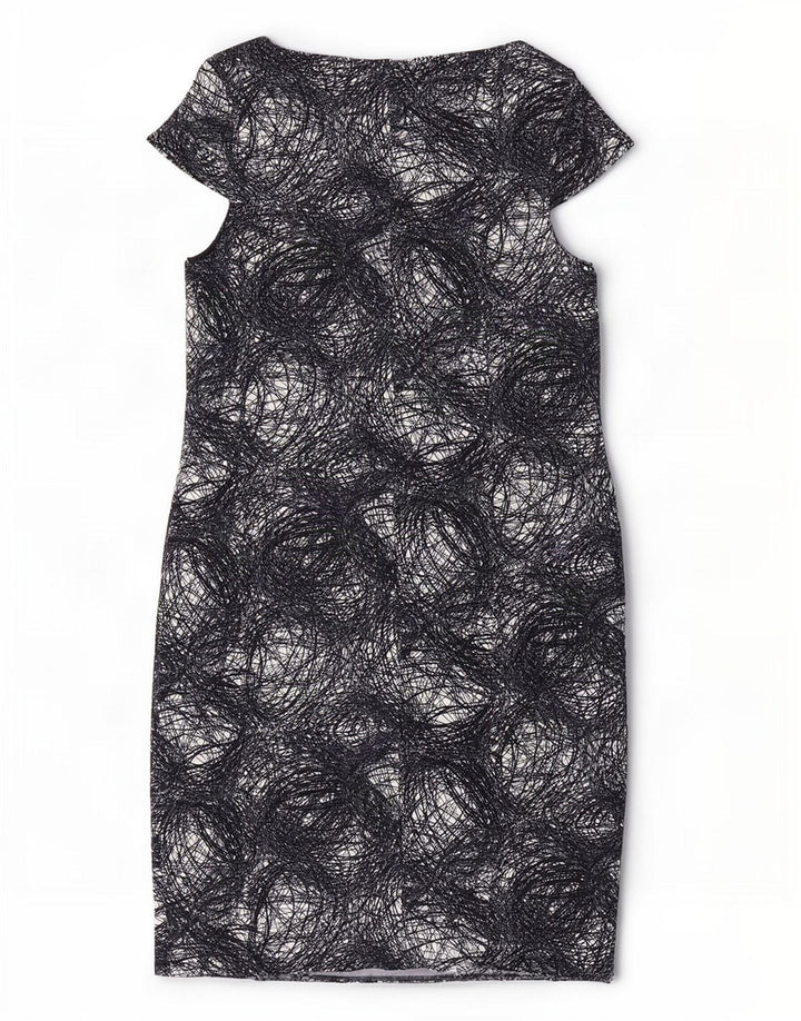Vestido feminino Marks & Spencer com bainha com padrão abstrato Reino Unido 20 2XL preto