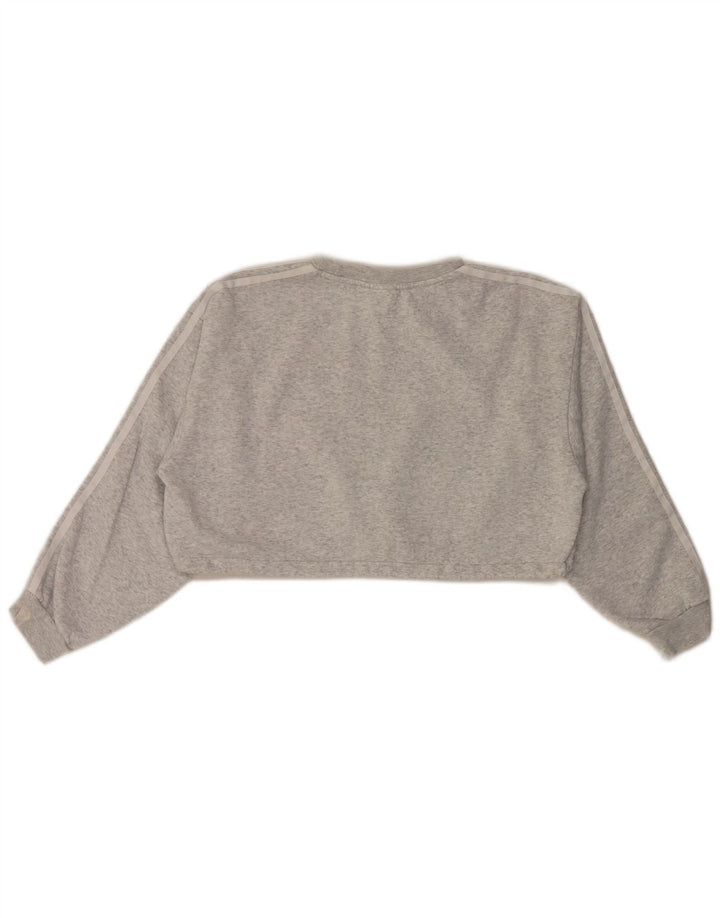Adidas Womens Crop Oversized Moletom Jumper UK 10 Pequeno Cinza Flecked