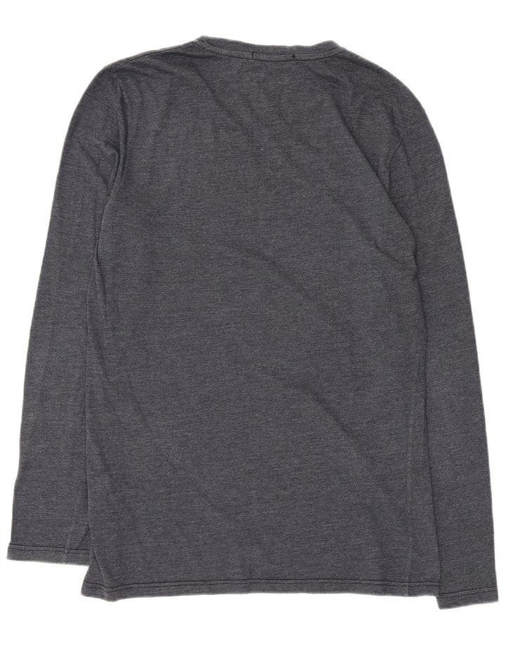 Top feminino Fred Perry manga comprida Reino Unido 14 algodão azul marinho médio