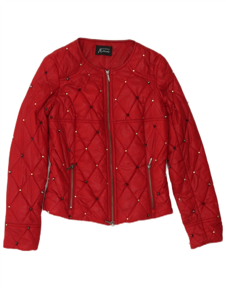 Jaqueta acolchoada feminina Guess By Marciano IT 42 poliamida manchada vermelha média