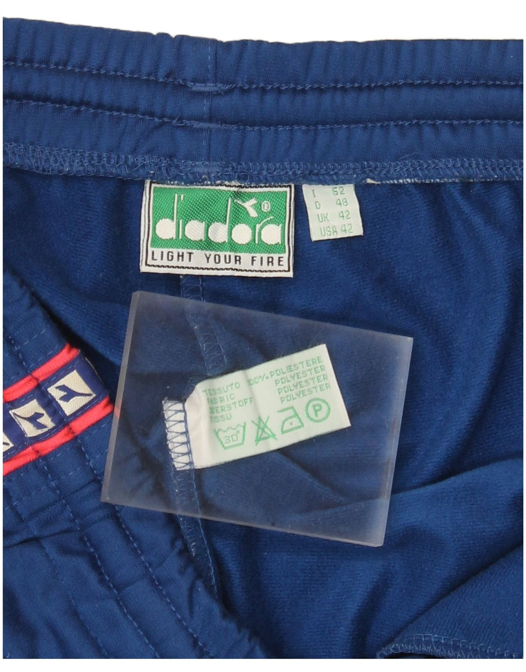 Calça de treino gráfica masculina Diadora UK 42 poliéster azul grande