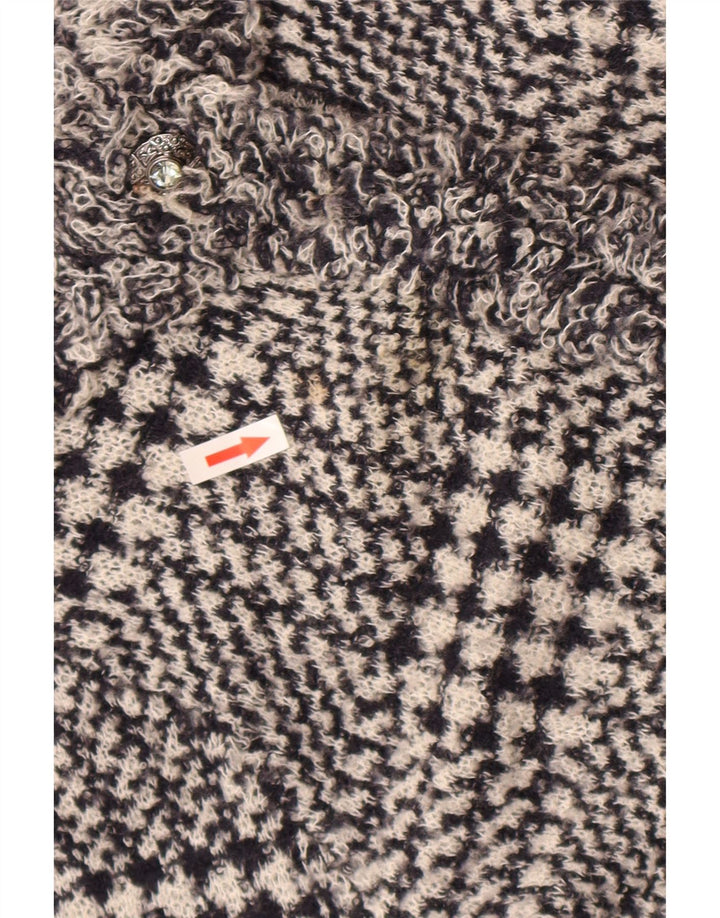 Suéter cardigã feminino Marks & Spencer UK 12 médio azul marinho Houndstooth