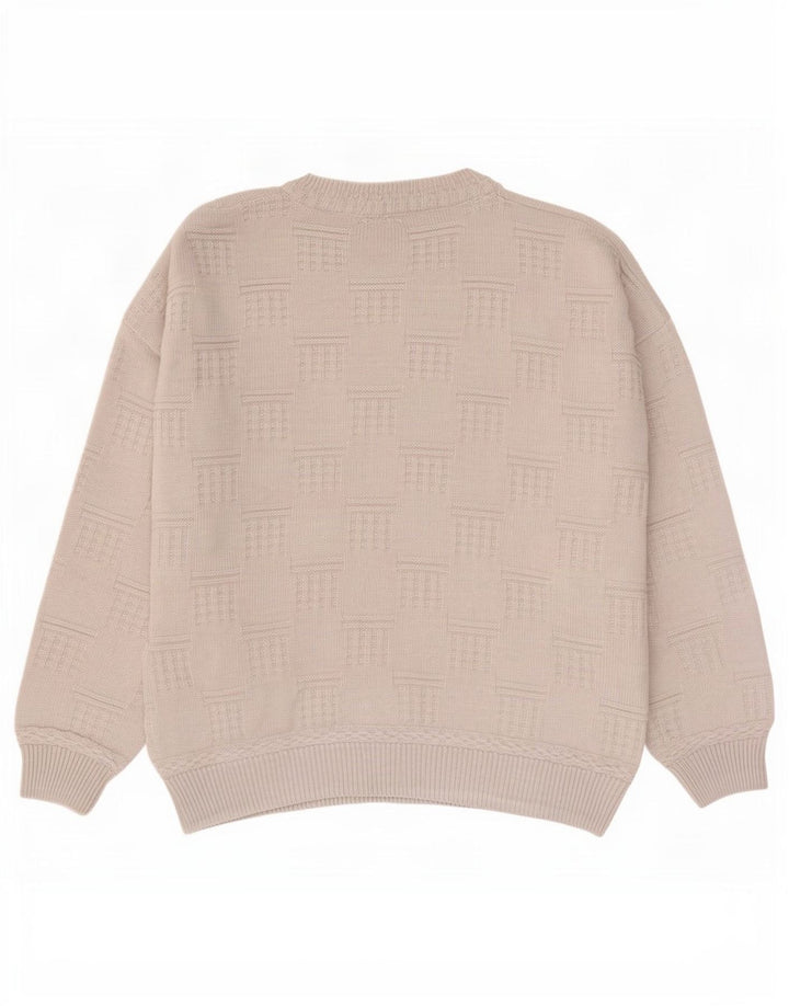 Suéter masculino Paco Calvari com gola redonda IT 50/52 médio branco geométrico