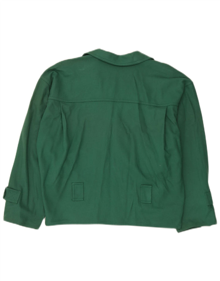 Jaqueta blazer feminina vintage oversized com peito duplo Reino Unido 16 verde grande
