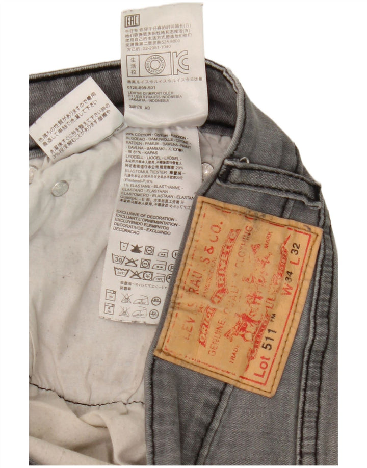 Calça Jeans Levis 511 Slim Masculina W34 L28 Cinza Algodão