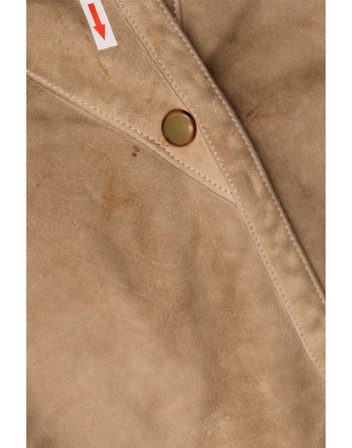 Casaco feminino vintage manga 3/4 shearling UK 14 bege médio