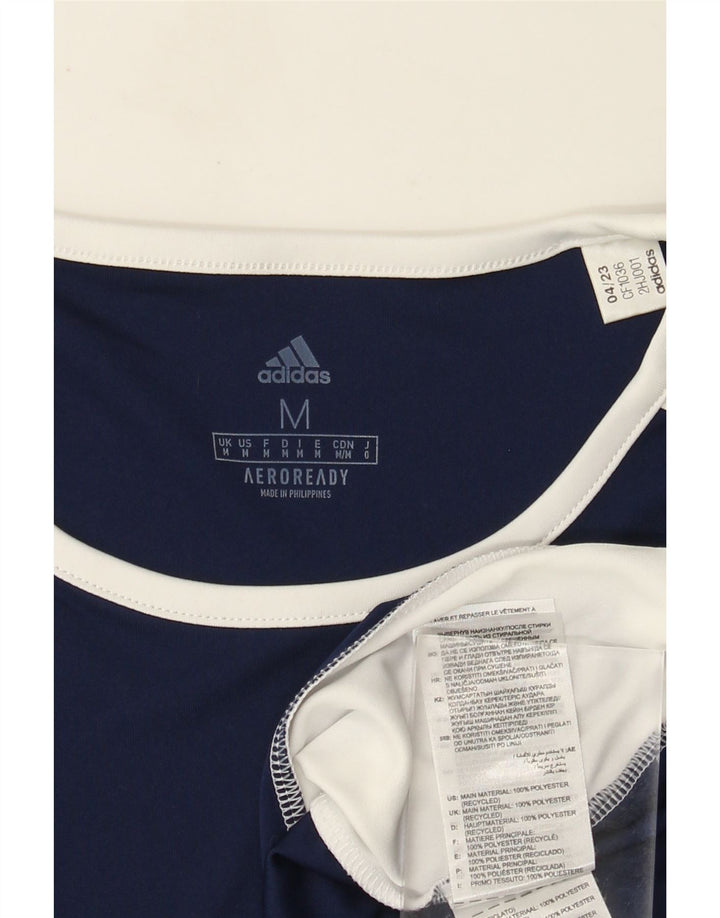 Adidas Mens Aeroready Camiseta Top Médio Azul Marinho Colourblock Poliéster