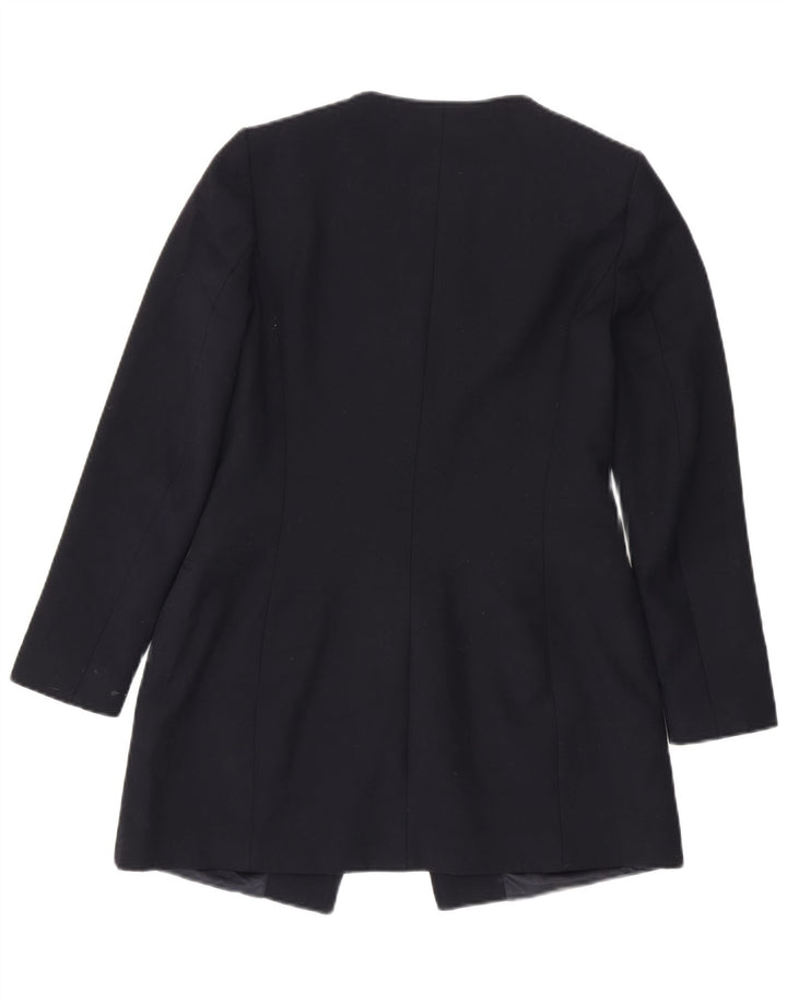 Jaqueta blazer feminina com zíper completo Zara Reino Unido 12 poliéster azul marinho médio