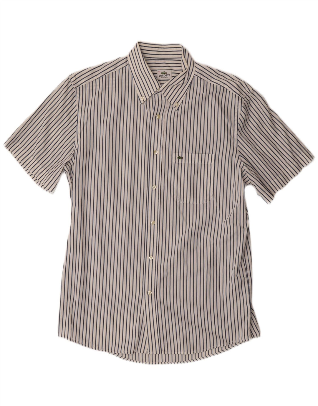 Camisa masculina Lacoste manga curta regular fit tamanho 42 listra branca grande