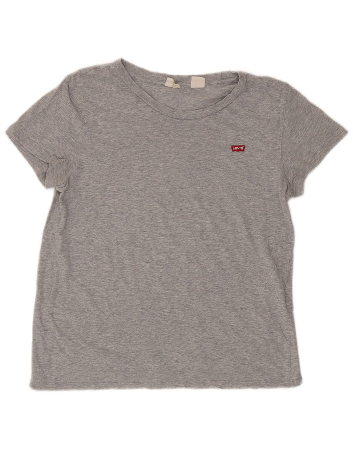 LEVI'S Womens T-Shirt Top UK 12 Medium Grey Cotton