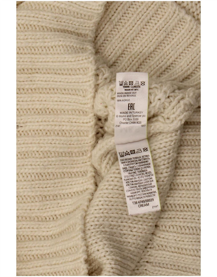 Suéter feminino Marks & Spencer com gola tartaruga Reino Unido 16 grande off white