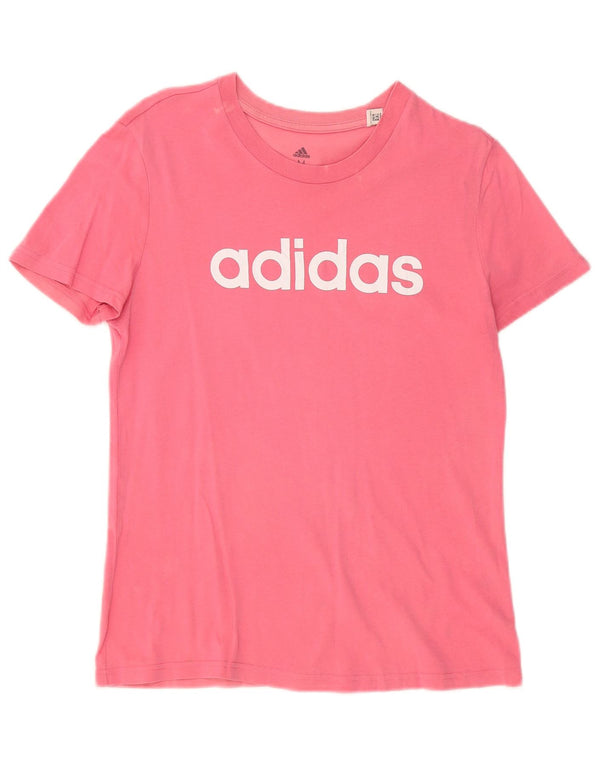 ADIDAS Womens Graphic T-Shirt Top UK 12 Médio Algodão Rosa