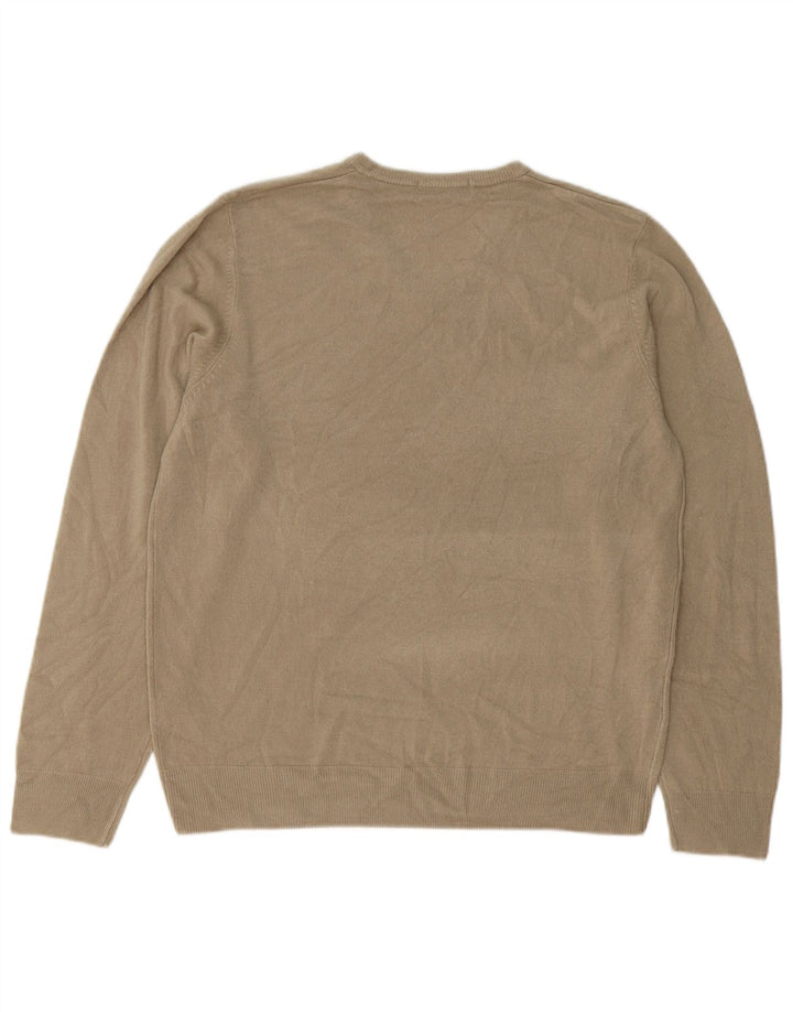 Suéter masculino MARKS & SPENCER Blue Harbor com decote em V grande bege