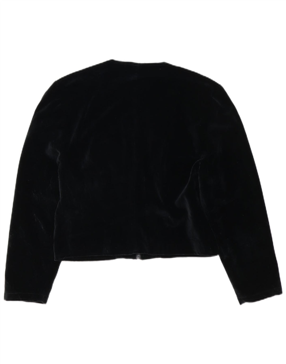 Jaqueta Blazer Vintage Feminina Crop Velvet Reino Unido 14 Algodão Preto Médio