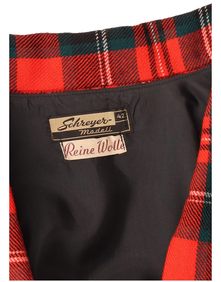 Conjunto de saia feminina VINTAGE de 2 peças UE 42 grande W28 L23 lã xadrez vermelha