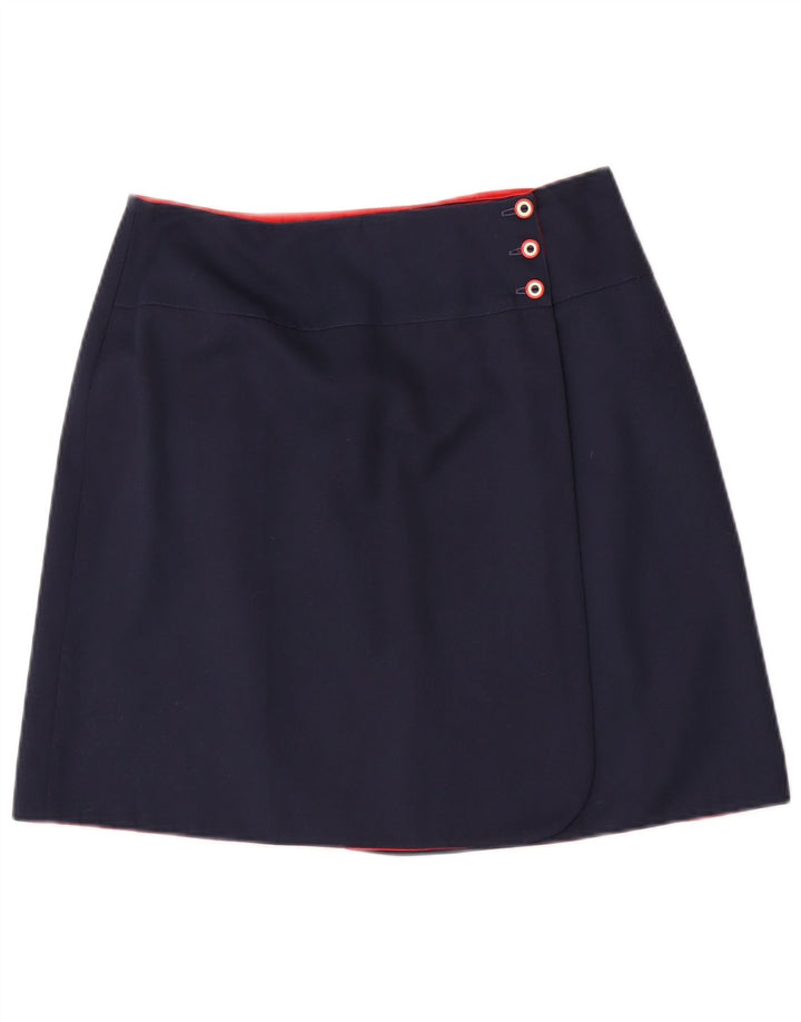 Saia feminina vintage reversível média W30 azul marinho