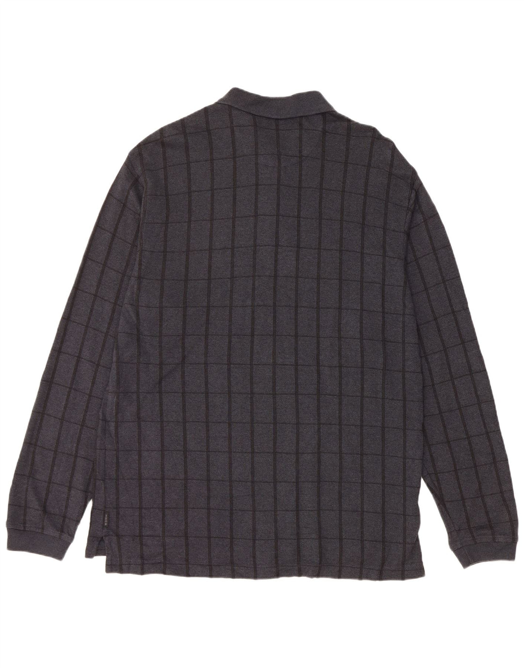 Camisa polo masculina de manga comprida IZOD grande algodão xadrez cinza